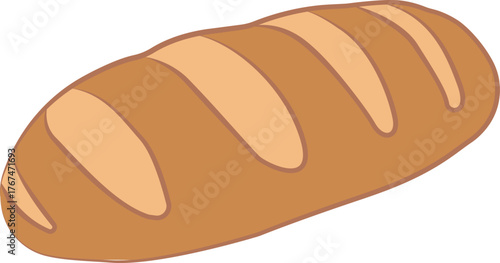 Fresh Loaf of Bread Vector Illustration,Perfect for bakery logos, food packaging design, cafe menus, culinary blogs, or educational materials about baking and food.