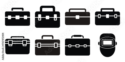 toolbox construction silhouette vector icon element set