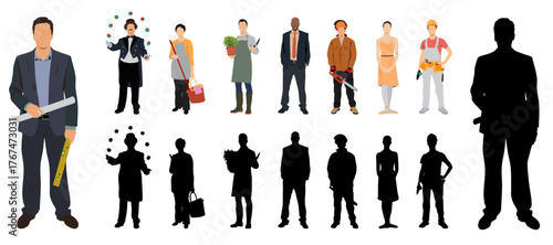 People occupation set and silhoutte.