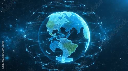 Wallpaper Mural Digital Earth Globe with Global Network Connections. Futuristic Communication, Big Data, and Technology Concept Torontodigital.ca