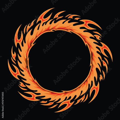 circular blazing flame fire eksplosion vector, fire eksplosion anime effect