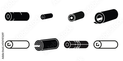 construction blueprint roll construction silhouette vector icon element set