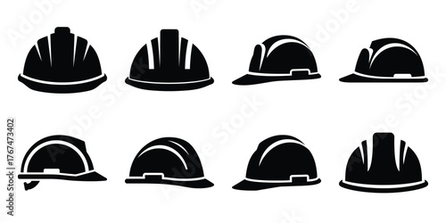 construction helmet construction silhouette vector icon element set