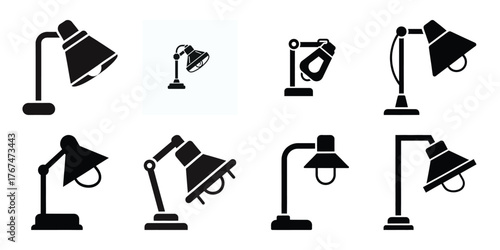 construction lamp construction silhouette vector icon element set
