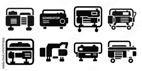 generator construction silhouette vector icon element set
