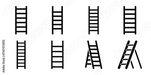 ladder construction silhouette vector icon element set