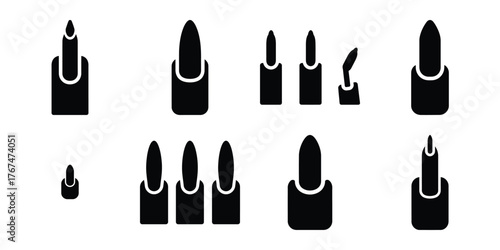 nails construction silhouette vector icon element set