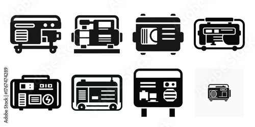 power generator construction silhouette vector icon element set