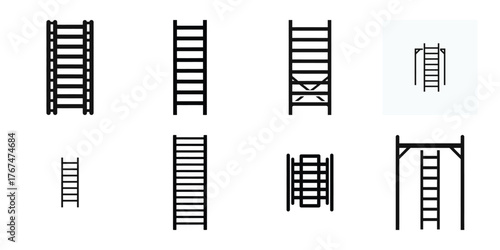 scaffold ladder construction silhouette vector icon element set