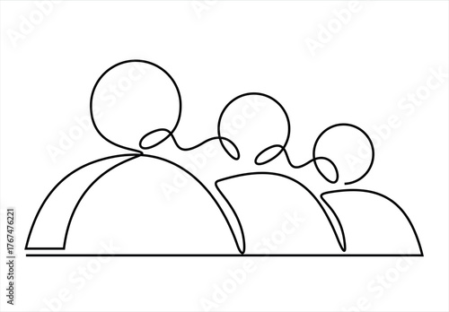 thin line teamwork icon like virtual webinar or chatroom. simple outline trend modern thought logotype graphic lineart stroke art design isolated on white. concept of three people