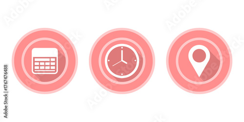 Set of Date Time and Location Icons