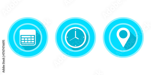 Set of Date Time and Location Icons