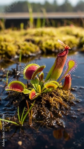 Venus Flytrap in its Natural Habitat - A Carnivorous Marvel.