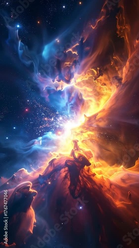 Cosmic Nebulas Vibrant Colors - A Celestial Spectacle of Light and Gas.