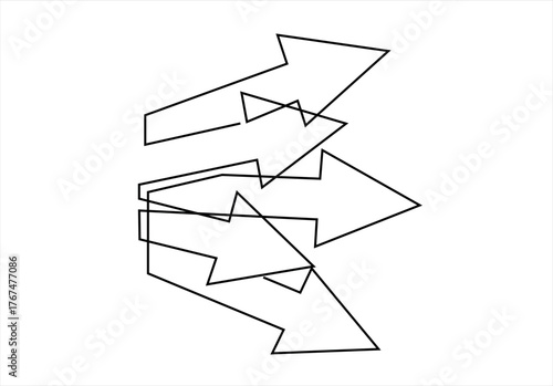  Arrow Leading the Way Forward. continuous line drawing. Editable stroke. 