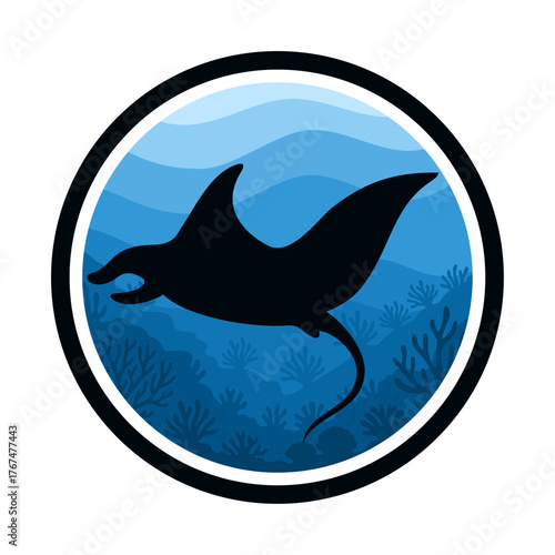 Manta logo vector illustration. Beauty design in circle