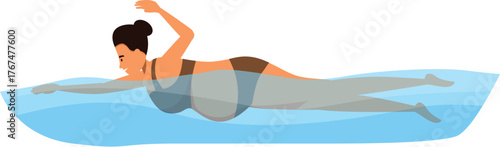 Pregnant woman enjoying a refreshing swim, promoting health and wellness during pregnancy