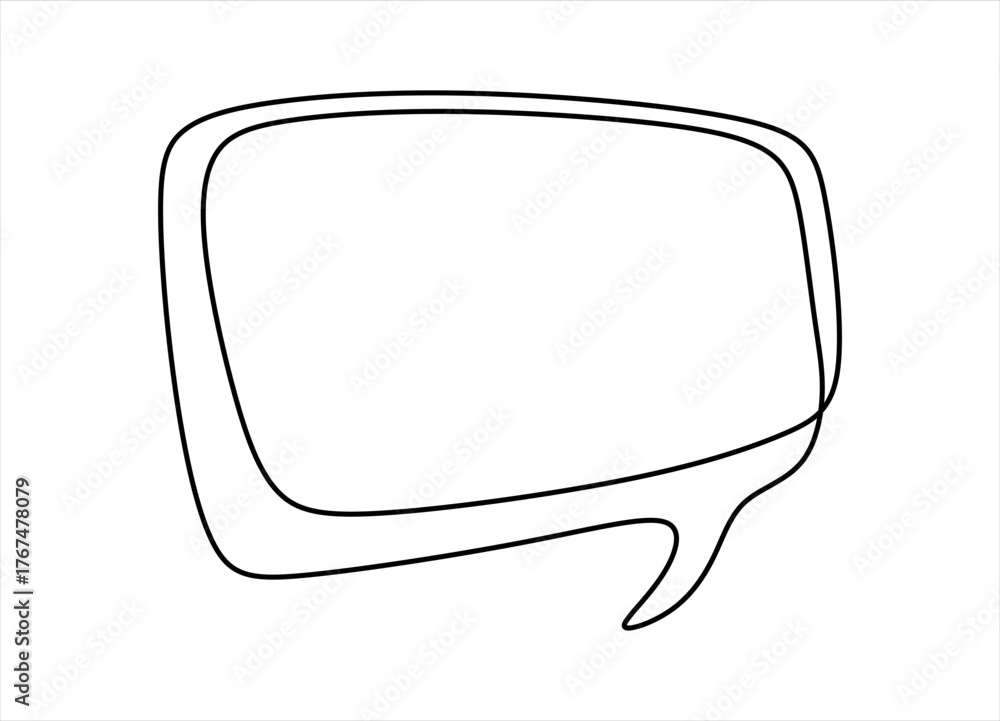 Naklejka premium Continuous Line Hand-Drawn Speech Bubble Outline. continuous line drawing. Editable stroke.