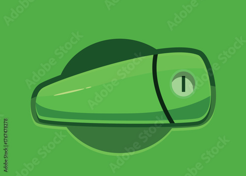 Shiny green car door handle with keyhole, inviting drivers and passengers to enter