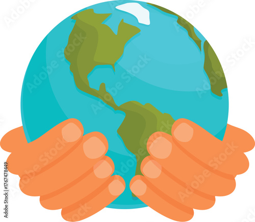 Two hands are gently holding planet earth, symbolizing environmental protection and care for our shared home