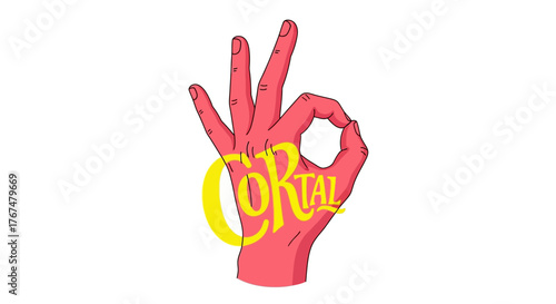 Contemporary hand gesture with bold typography design