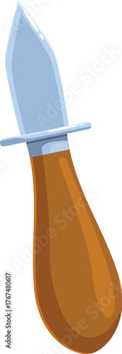 Oyster knife featuring wooden handle, ideal for effortlessly shucking and enjoying fresh oysters