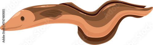 Cartoon moray eel swimming underwater, marine wildlife illustration on white background