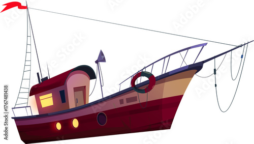 boat fishing cartoon 2d ship logo 