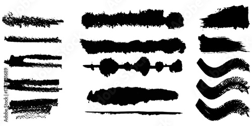 Beautiful Brushes vector collection. Grunge Elements - Brush strokes, ink paint brushes, grunge lines. Rectangle text box for social media and network. vector.
