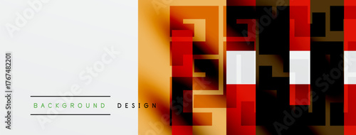 Abstract geometric pattern. Warm colors dominate, creating modern visual texture. Blocks form dynamic composition.