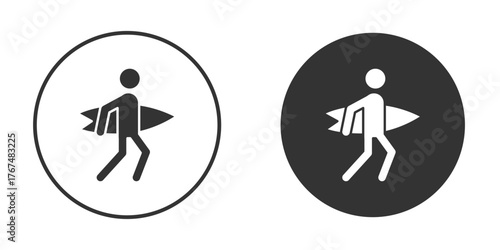 Surfer icon. Simple vector illustration. Silhouette Icon Set.