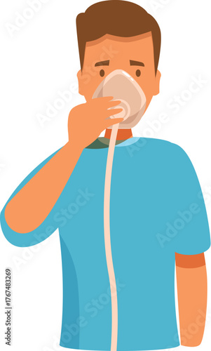 Medical worker breathing with oxygen mask during surgery or medical procedure