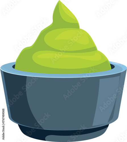 Fresh wasabi is served in a small grey bowl, adding a vibrant green touch to any dish