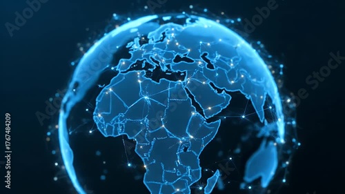 Wallpaper Mural Global Network Connectivity. Abstract digital Earth with interconnected data points and lines, representing communication and technology. Torontodigital.ca