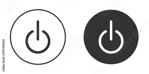 Power button icon. Simple vector illustration. Silhouette Icon Set.