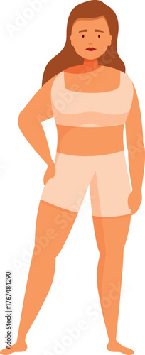 Curvy woman wearing sportswear, embracing her natural body shape and promoting body positivity