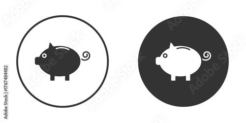 Piggy bank icon. Simple vector illustration. Silhouette Icon Set.