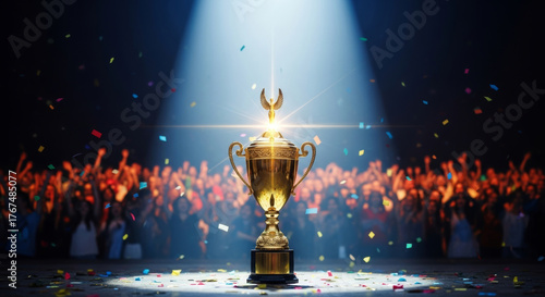 Golden trophy in the spotlight