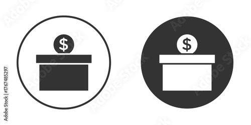 Money donation icon. Simple vector illustration. Silhouette Icon Set.