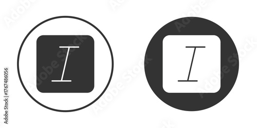 Italic button icon. Simple vector illustration. Silhouette Icon Set.