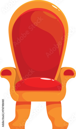 Luxurious golden throne chair with red upholstery representing royalty, power, and authority