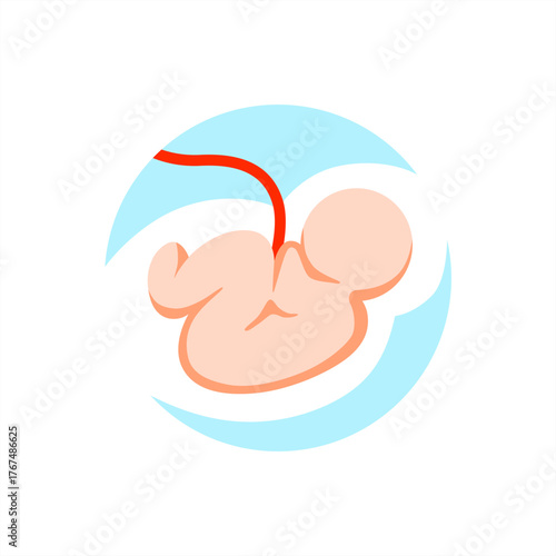 Unborn baby, womb, newborn, pregnant mother. Silhouette illustration icon