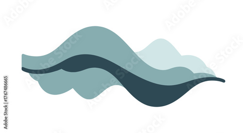 Stylized blue green ocean waves graphic illustration.