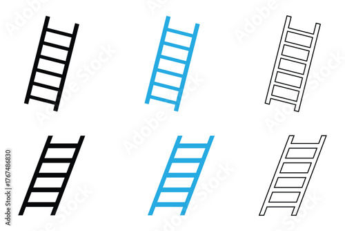 Ladder icon vector, Ladder simple symbol vector, silhouette and line art icon