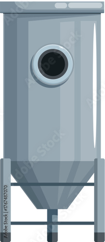 Large industrial tank for storing and processing various substances, featuring a round window for observation and control