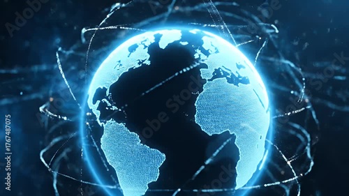 Wallpaper Mural Digital Earth Globe with Glowing Network Connections. Global Technology and Communication Concept. Torontodigital.ca