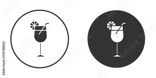 Cocktail icon. Simple vector illustration. Silhouette Icon Set.