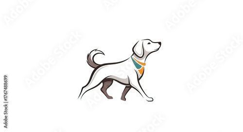 A vector illustration of a dog with a bandana