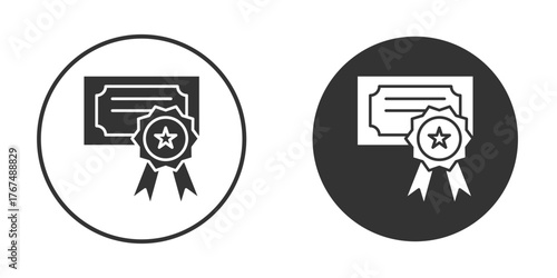 Certificate icon. Simple vector illustration. Silhouette Icon Set.