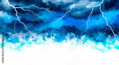 Watercolor Clouds with Lightning  A Dynamic Sky Texture with Thunderous Clouds and Rainstorm Effect